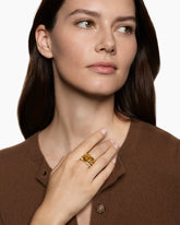 DY Mercer® Color Three Row Stone Ring in 18K Yellow Gold with Citrine and Diamonds, 12mm